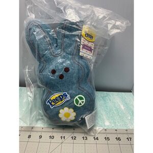 Peeps Bunny Plush Denim Blue Flower Peace Sign Easter Spring Plush Toy New